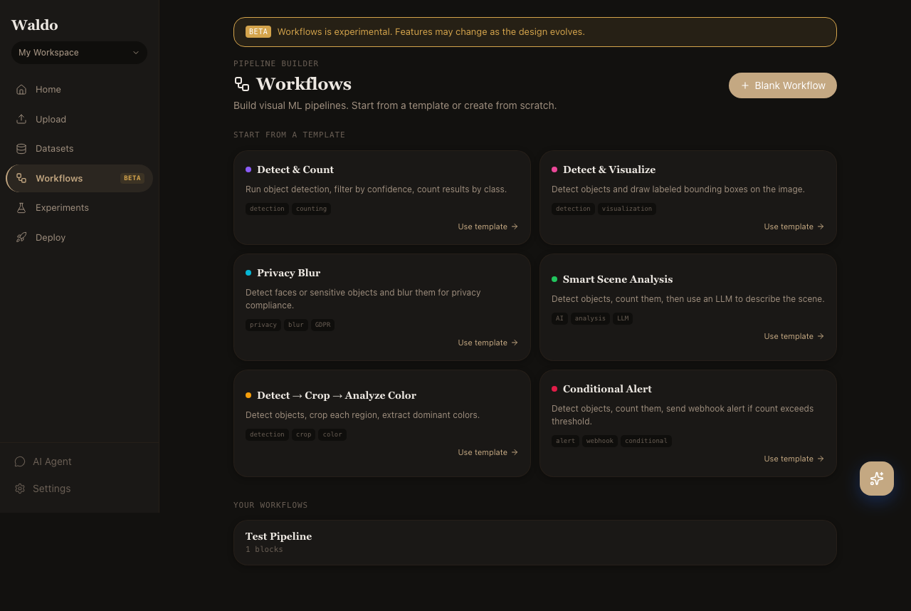 Workflows page